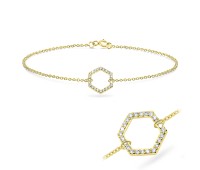 Hexagon Shape CZ Stones Setting Bracelet BRS-513-GP